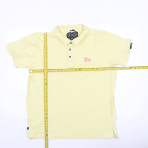Tokyo Laundry Men's Yellow Cotton Stretch Polo Shirt Size L