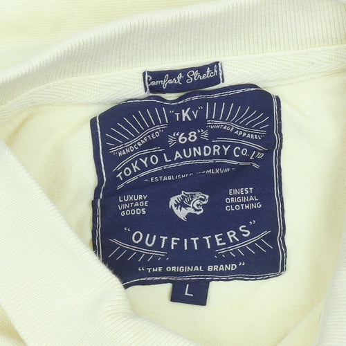 Tokyo Laundry Men's Yellow Cotton Stretch Polo Shirt Size L