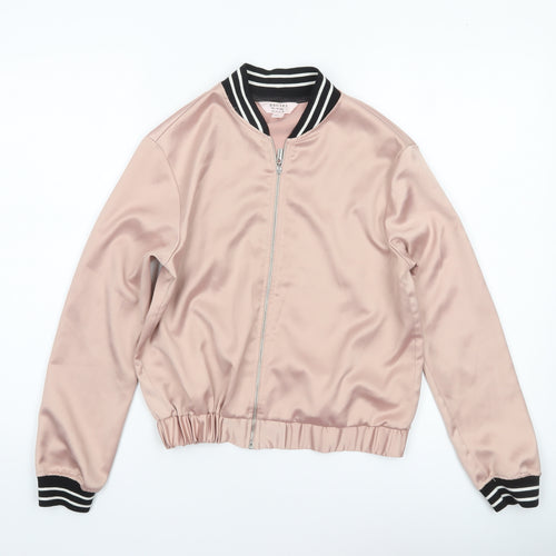 Miss Selfridge Petites Pink Bomber Jacket UK 8 Petite Women’s Satin Zip Up