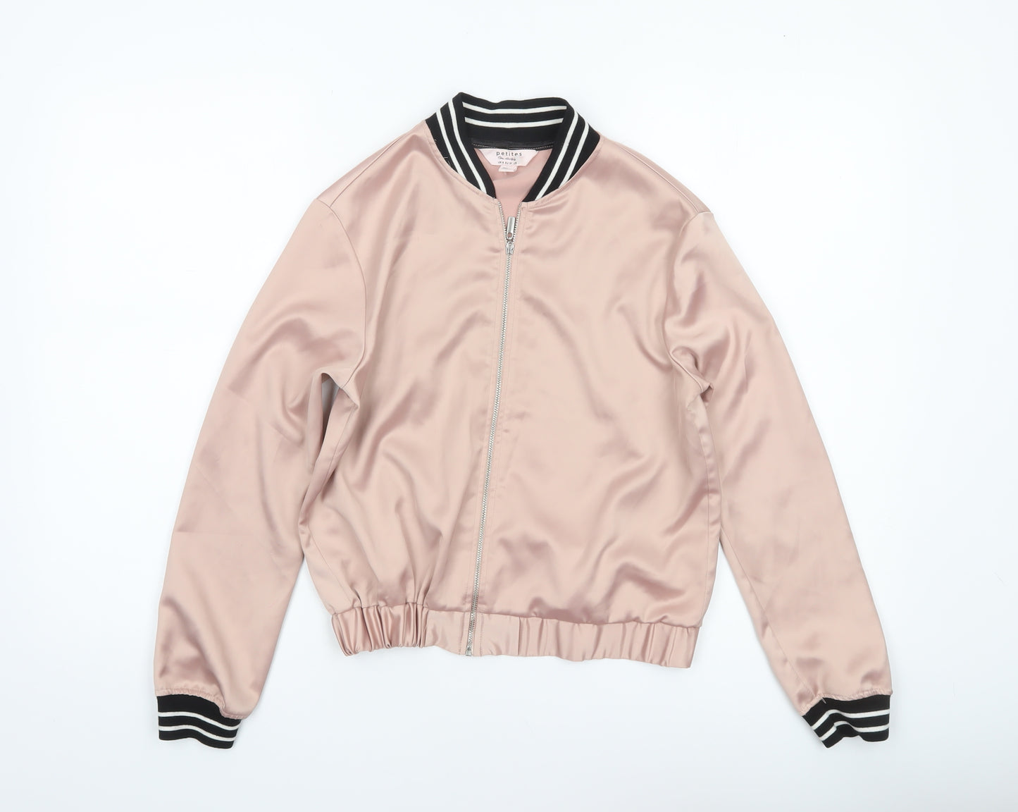Miss Selfridge Petites Pink Bomber Jacket UK 8 Petite Women’s Satin Zip Up