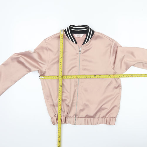 Miss Selfridge Petites Pink Bomber Jacket UK 8 Petite Women’s Satin Zip Up