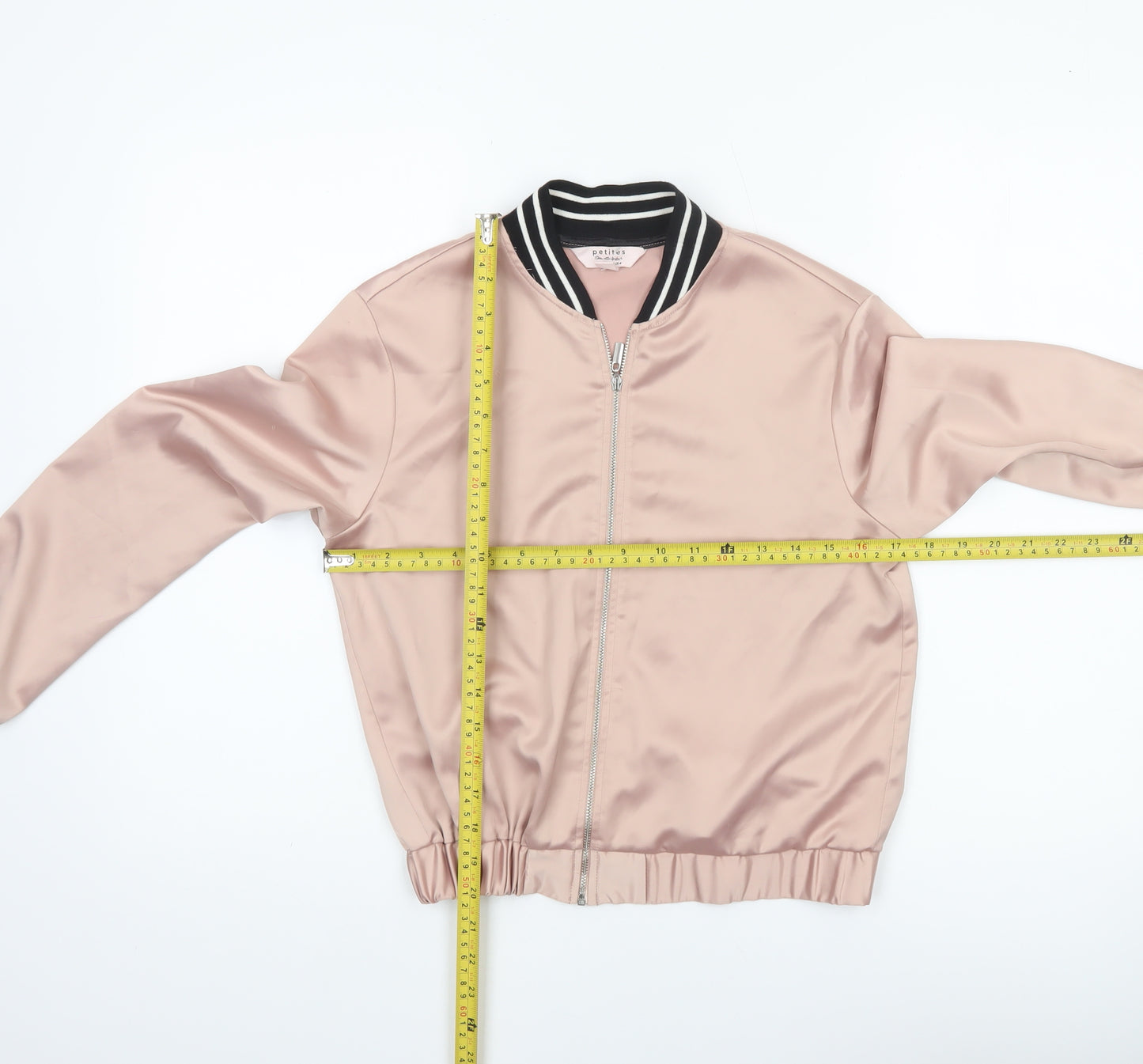 Miss Selfridge Petites Pink Bomber Jacket UK 8 Petite Women’s Satin Zip Up