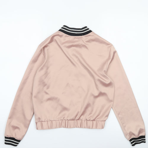 Miss Selfridge Petites Pink Bomber Jacket UK 8 Petite Women’s Satin Zip Up