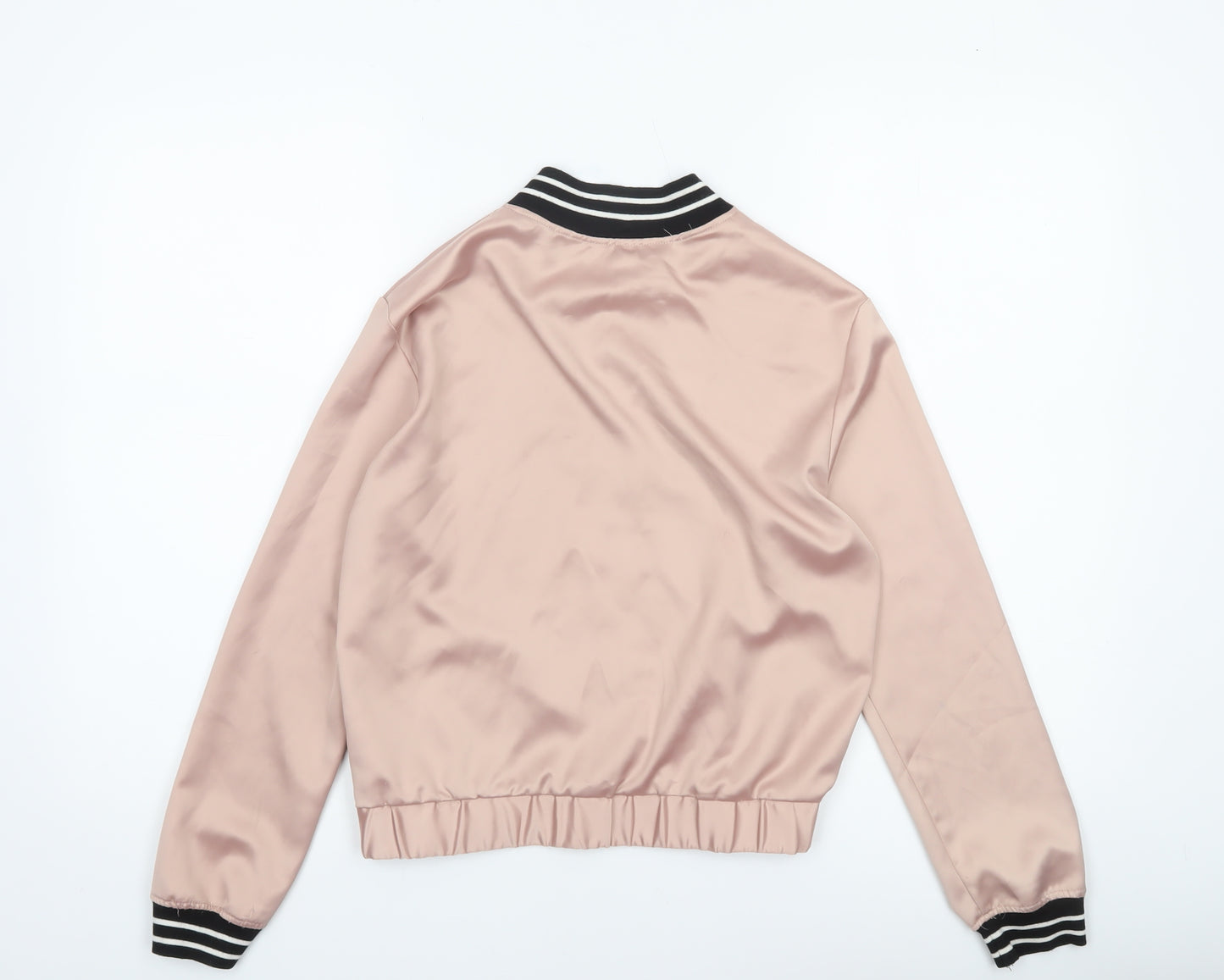 Miss Selfridge Petites Pink Bomber Jacket UK 8 Petite Women’s Satin Zip Up