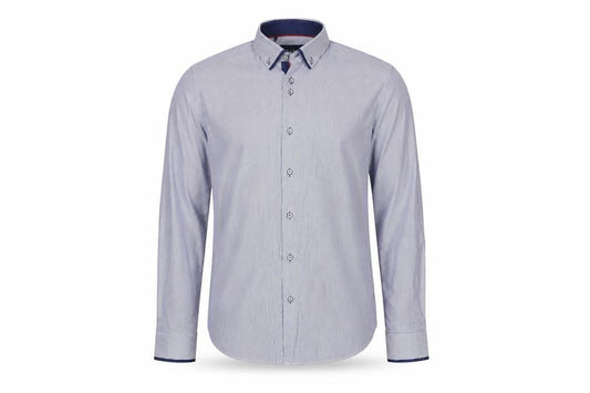Advise Men's Blue Striped Tailored Dress Shirt L Cotton Blend