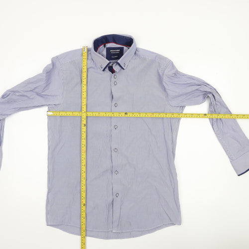 Advise Men's Blue Striped Tailored Dress Shirt L Cotton Blend