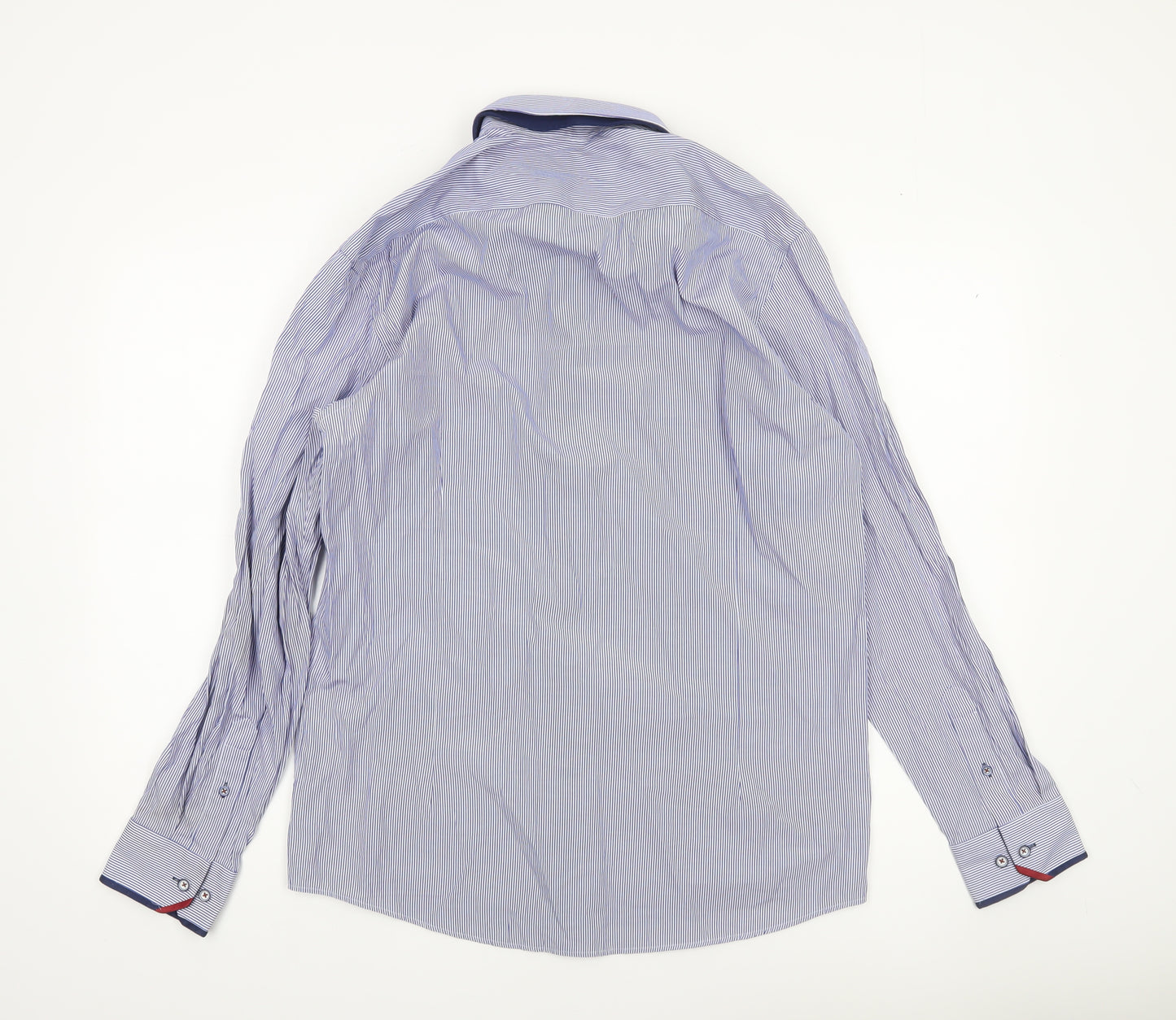 Advise Men's Blue Striped Tailored Dress Shirt L Cotton Blend