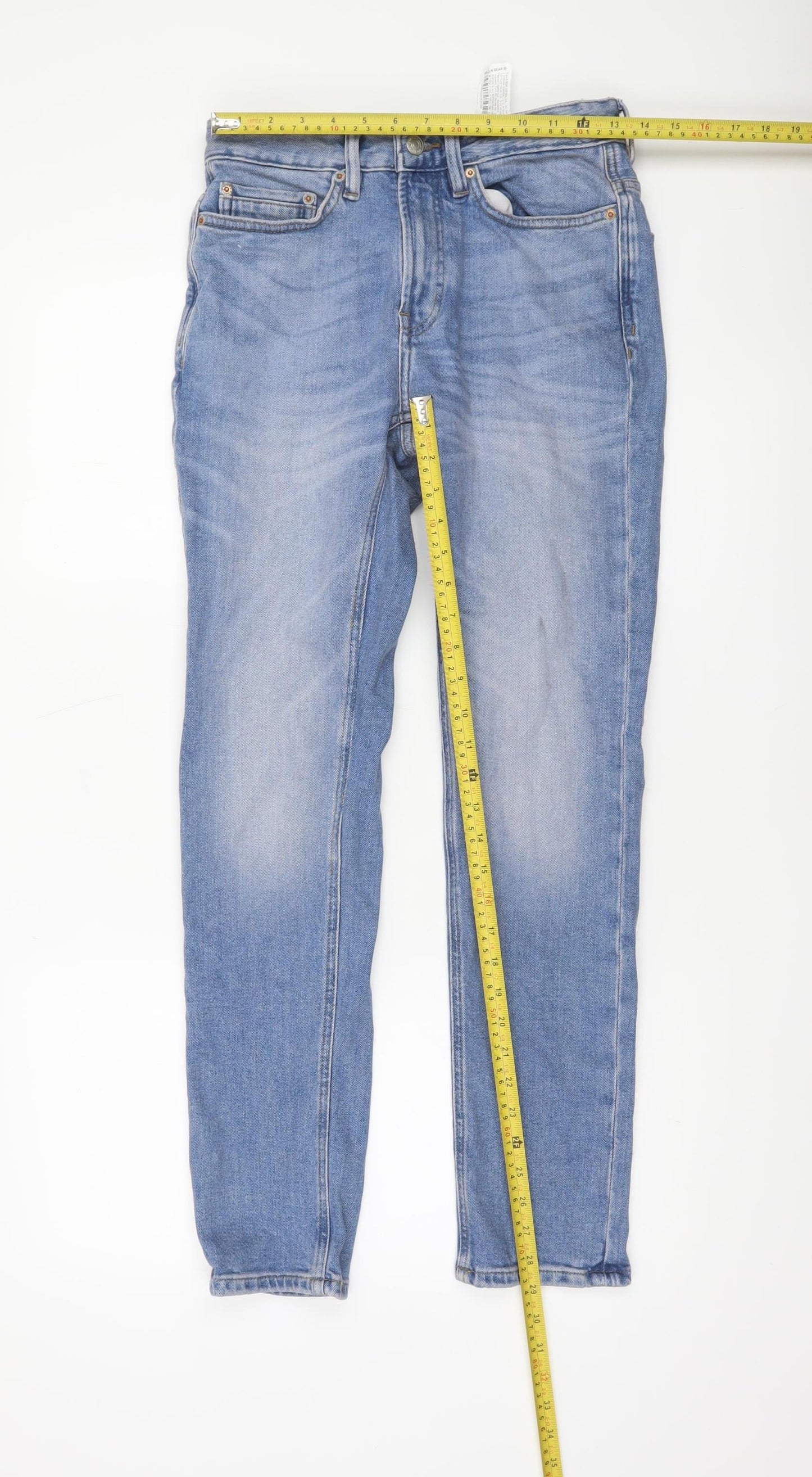 Pull&Bear Women’s Blue Mid Rise Skinny Stretch Denim Jeans Size 8