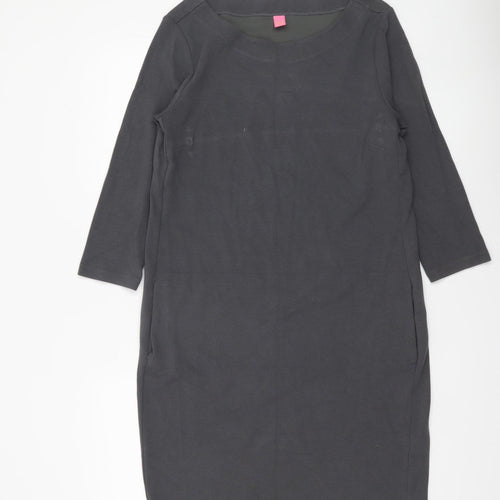 Kyra & Ko Women Grey L Stretch Jersey Shift Dress 3/4 Sleeve