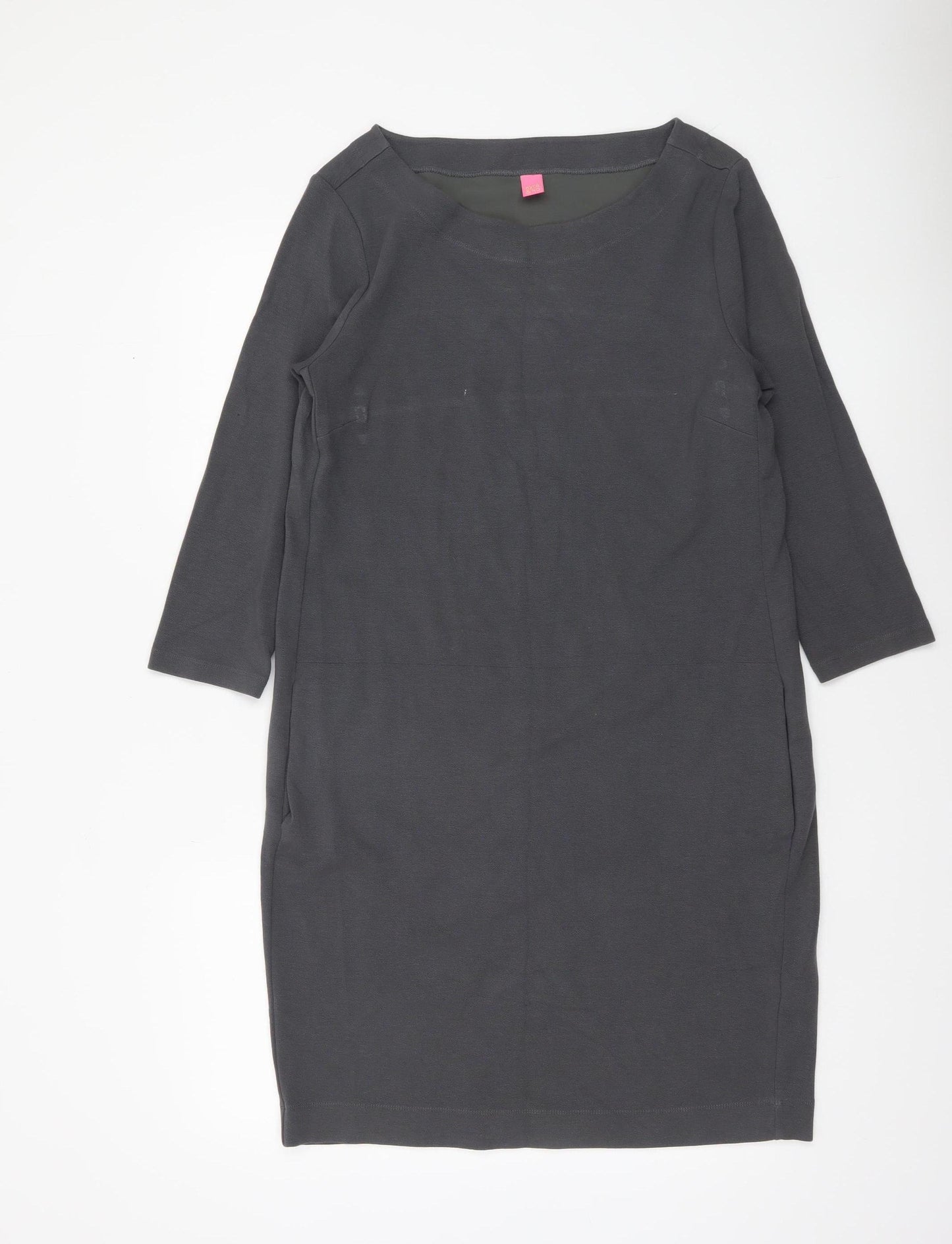 Kyra & Ko Women Grey L Stretch Jersey Shift Dress 3/4 Sleeve
