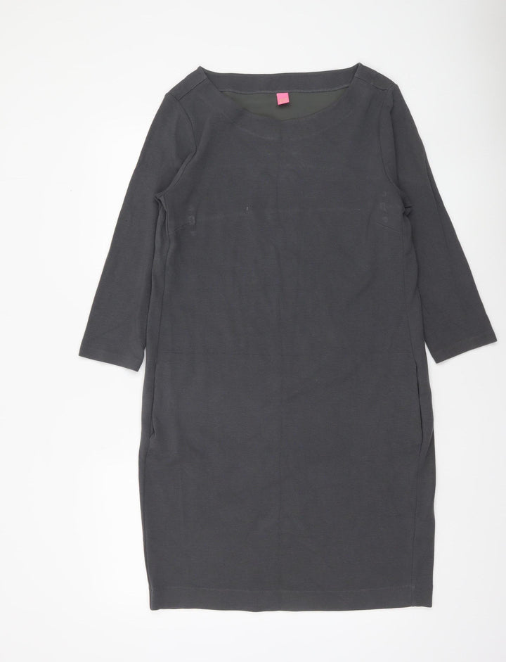 Kyra & Ko Women Grey L Stretch Jersey Shift Dress 3/4 Sleeve