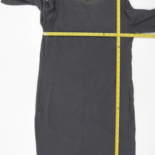 Kyra & Ko Women Grey L Stretch Jersey Shift Dress 3/4 Sleeve