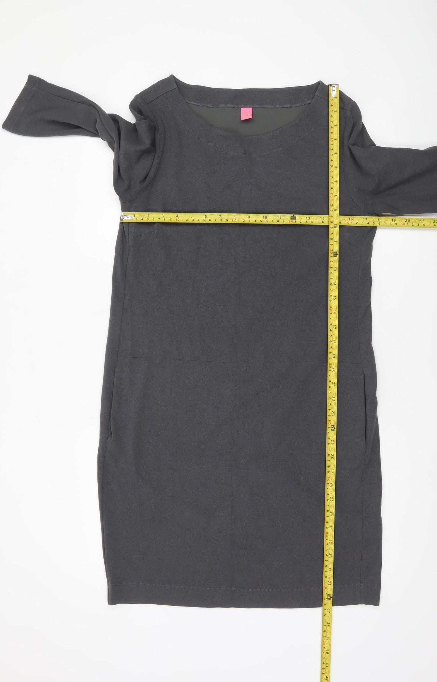 Kyra & Ko Women Grey L Stretch Jersey Shift Dress 3/4 Sleeve