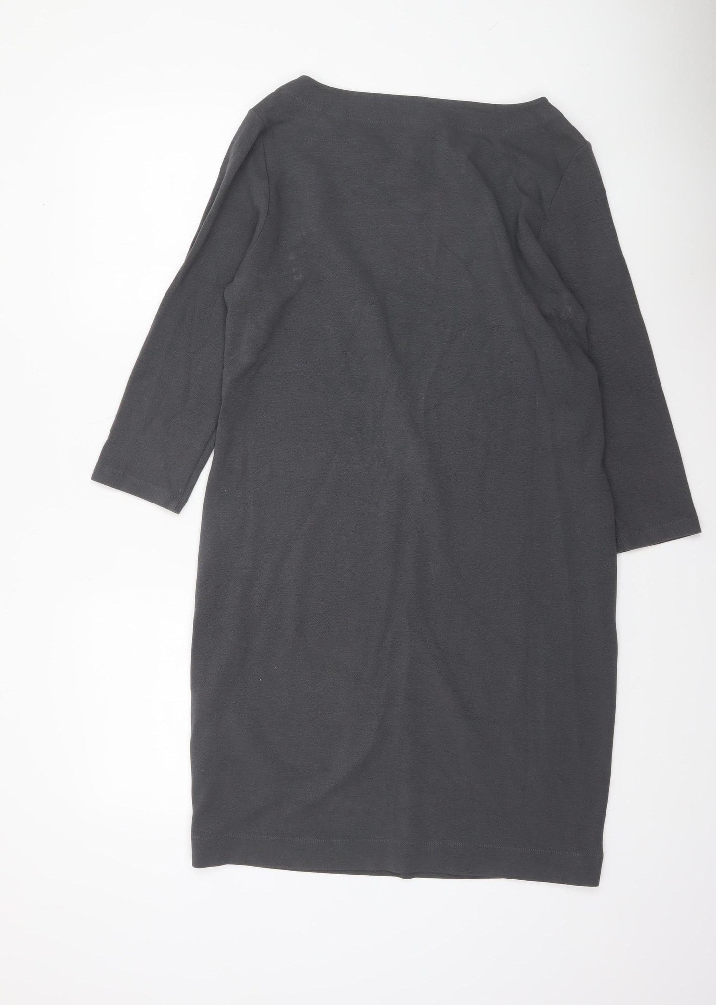 Kyra & Ko Women Grey L Stretch Jersey Shift Dress 3/4 Sleeve