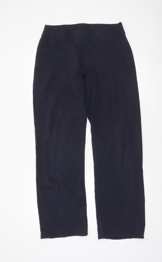 Dunnes Stores Women's Navy Cotton Stretch Straight Trousers Size 16