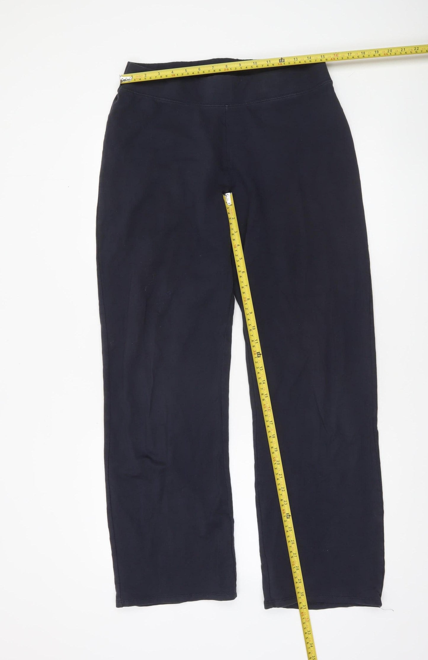 Dunnes Stores Women's Navy Cotton Stretch Straight Trousers Size 16