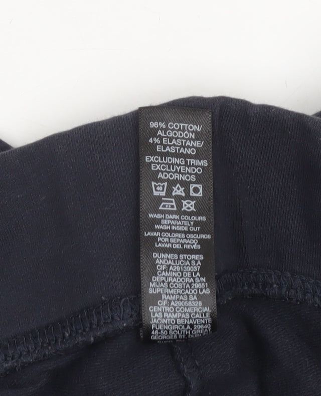 Dunnes Stores Women's Navy Cotton Stretch Straight Trousers Size 16
