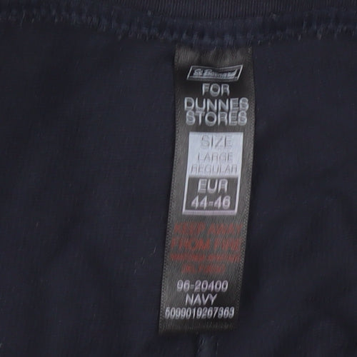 Dunnes Stores Women's Navy Cotton Stretch Straight Trousers Size 16