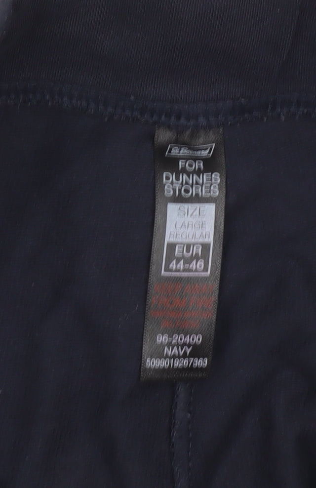 Dunnes Stores Women's Navy Cotton Stretch Straight Trousers Size 16