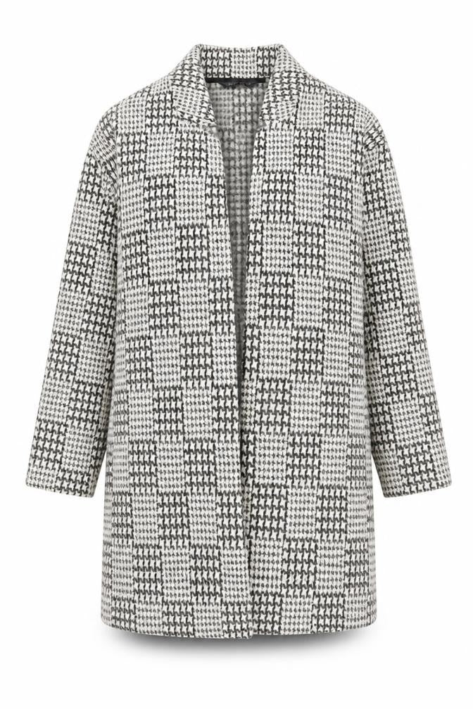 Front view of Marks & Spencer Women's Black Mix Wool Check Overcoat, size 8