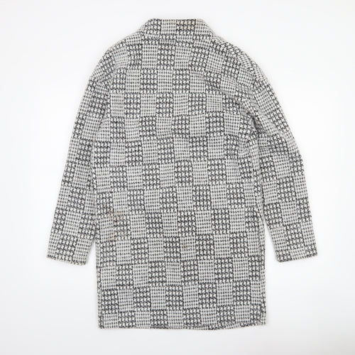 Marks and Spencer Women's Black Mix Wool Check Overcoat Size 8