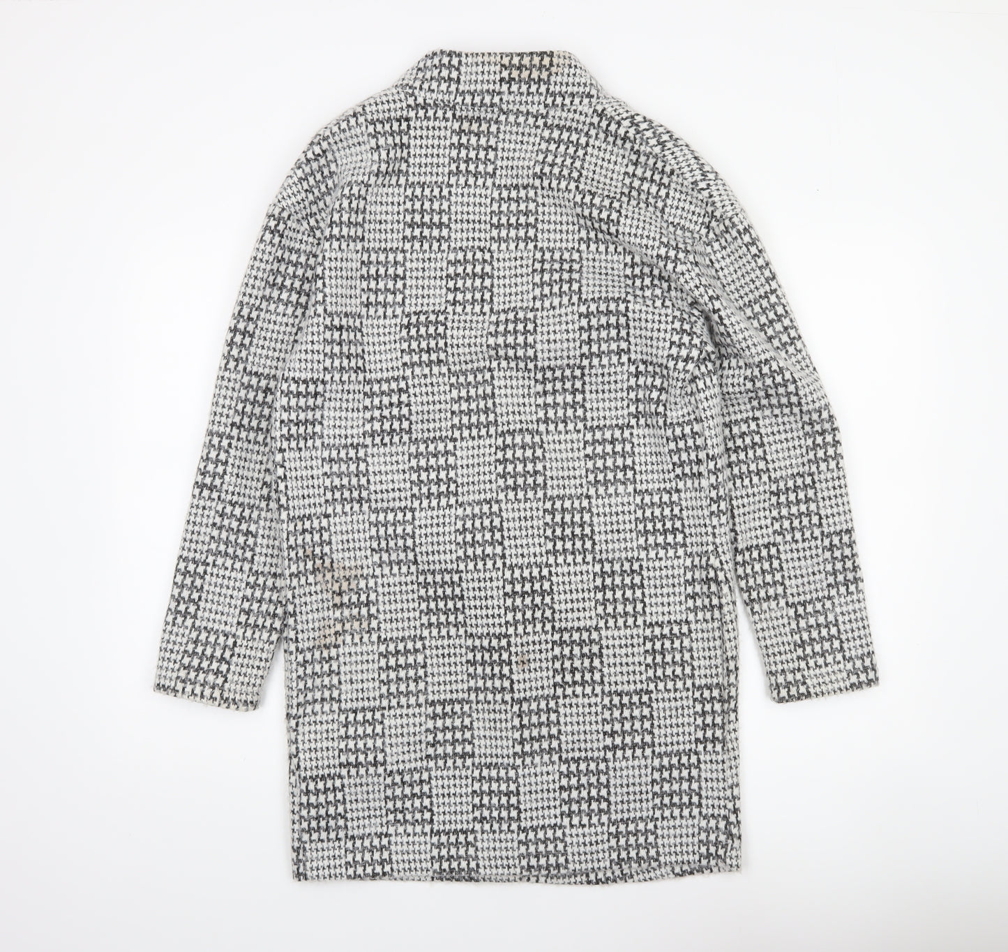 Marks and Spencer Women's Black Mix Wool Check Overcoat Size 8