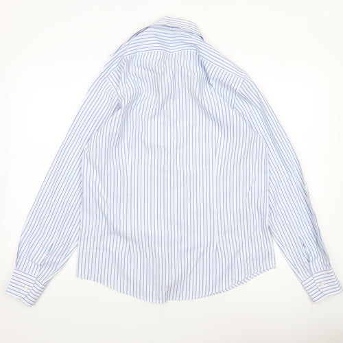 Austin Men's Blue Striped Long Sleeve Cotton Dress Shirt L