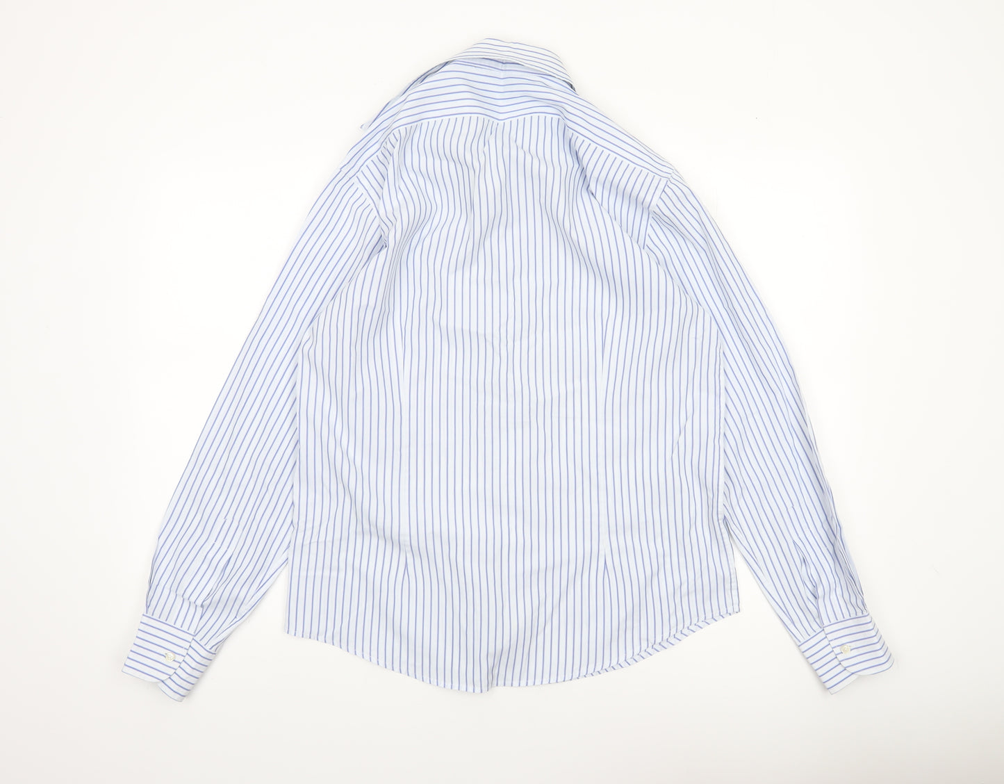 Austin Men's Blue Striped Long Sleeve Cotton Dress Shirt L