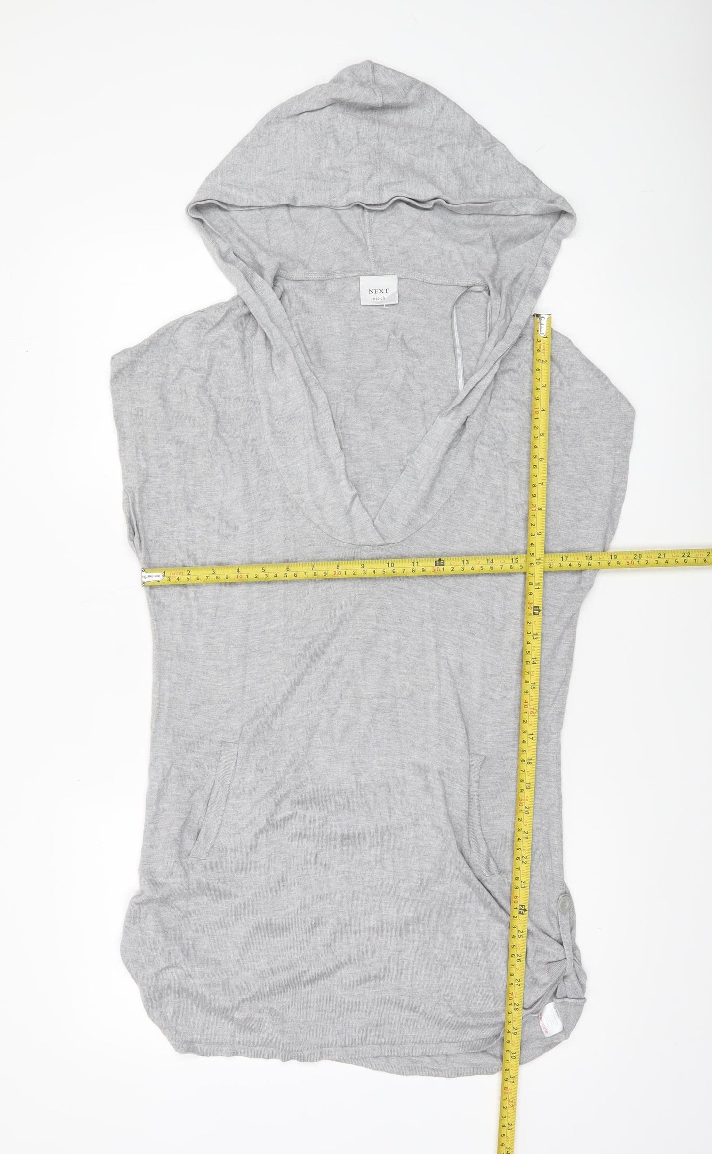 Next Womens Grey Sleeveless Hooded Pullover Jumper Size M