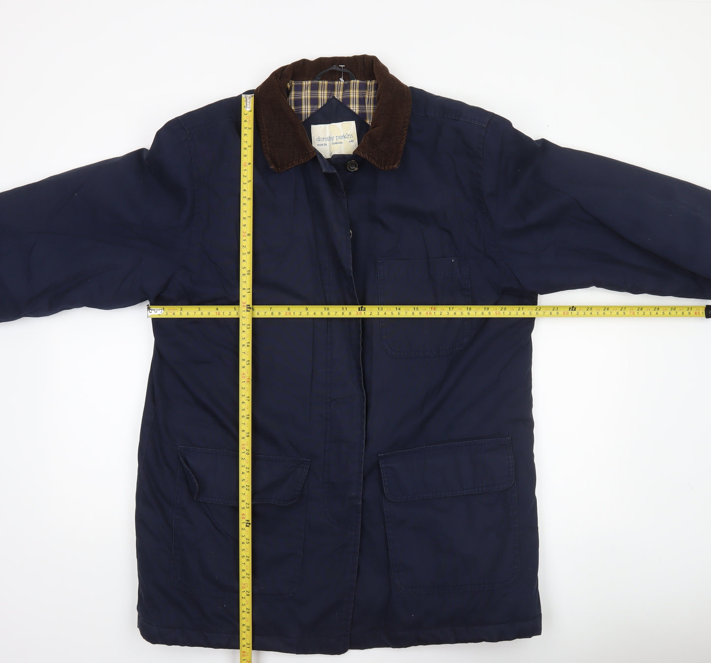 Dorothy Perkins Unisex Blue Cotton Overcoat Size M 38in