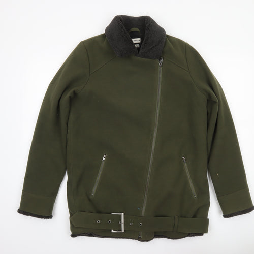 Native Youth Women's Green XS Biker Jacket with Belt and Faux Shearling Lining
