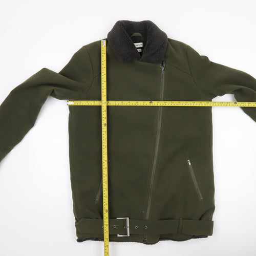 Native Youth Women's Green XS Biker Jacket with Belt and Faux Shearling Lining