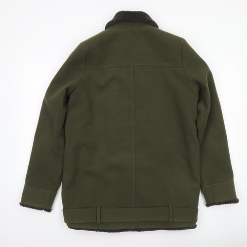 Native Youth Women's Green XS Biker Jacket with Belt and Faux Shearling Lining