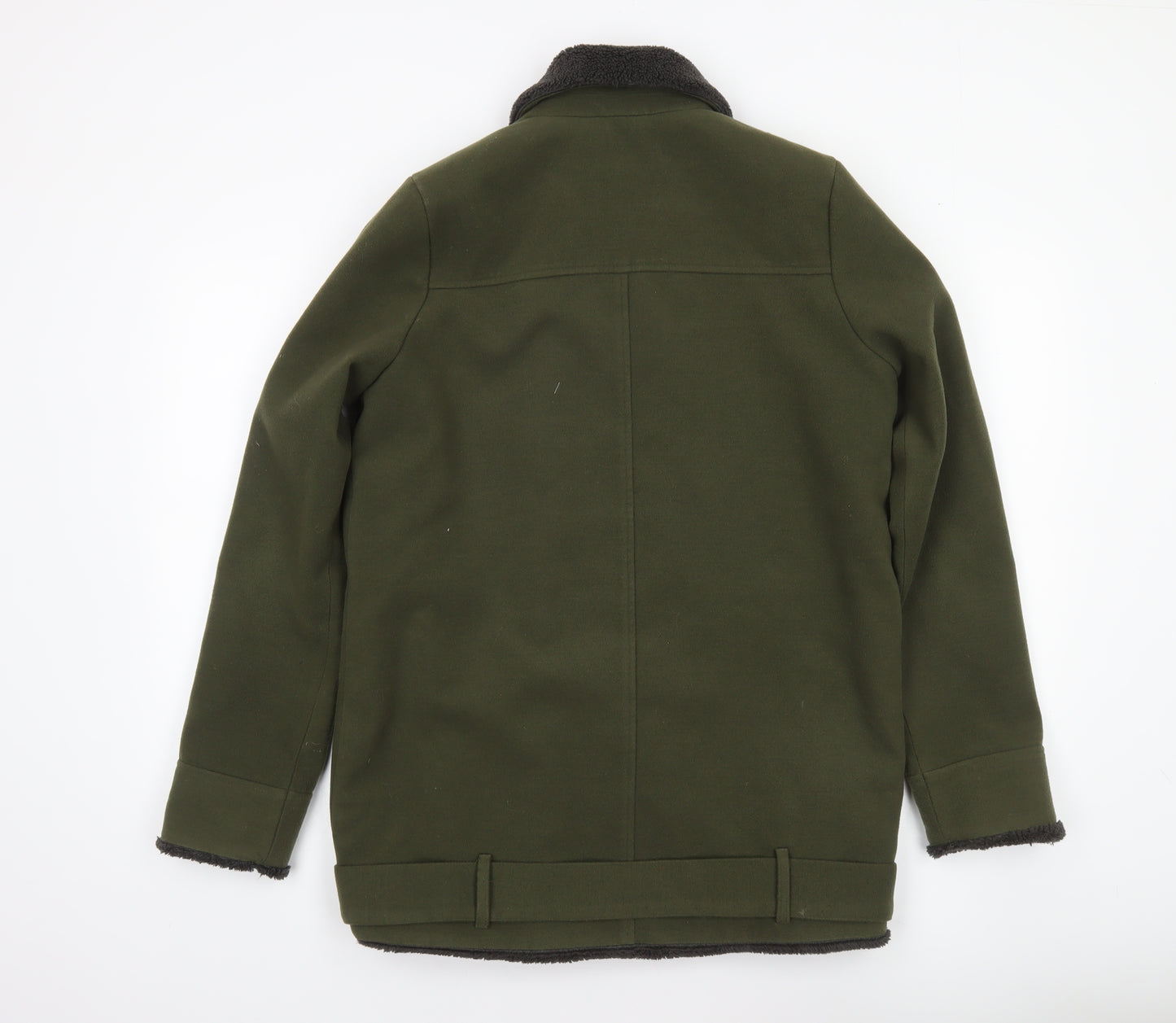 Native Youth Women's Green XS Biker Jacket with Belt and Faux Shearling Lining
