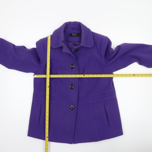 BHS Womens Purple Mid-Length Pea Coat Size 12 Classic Workwear