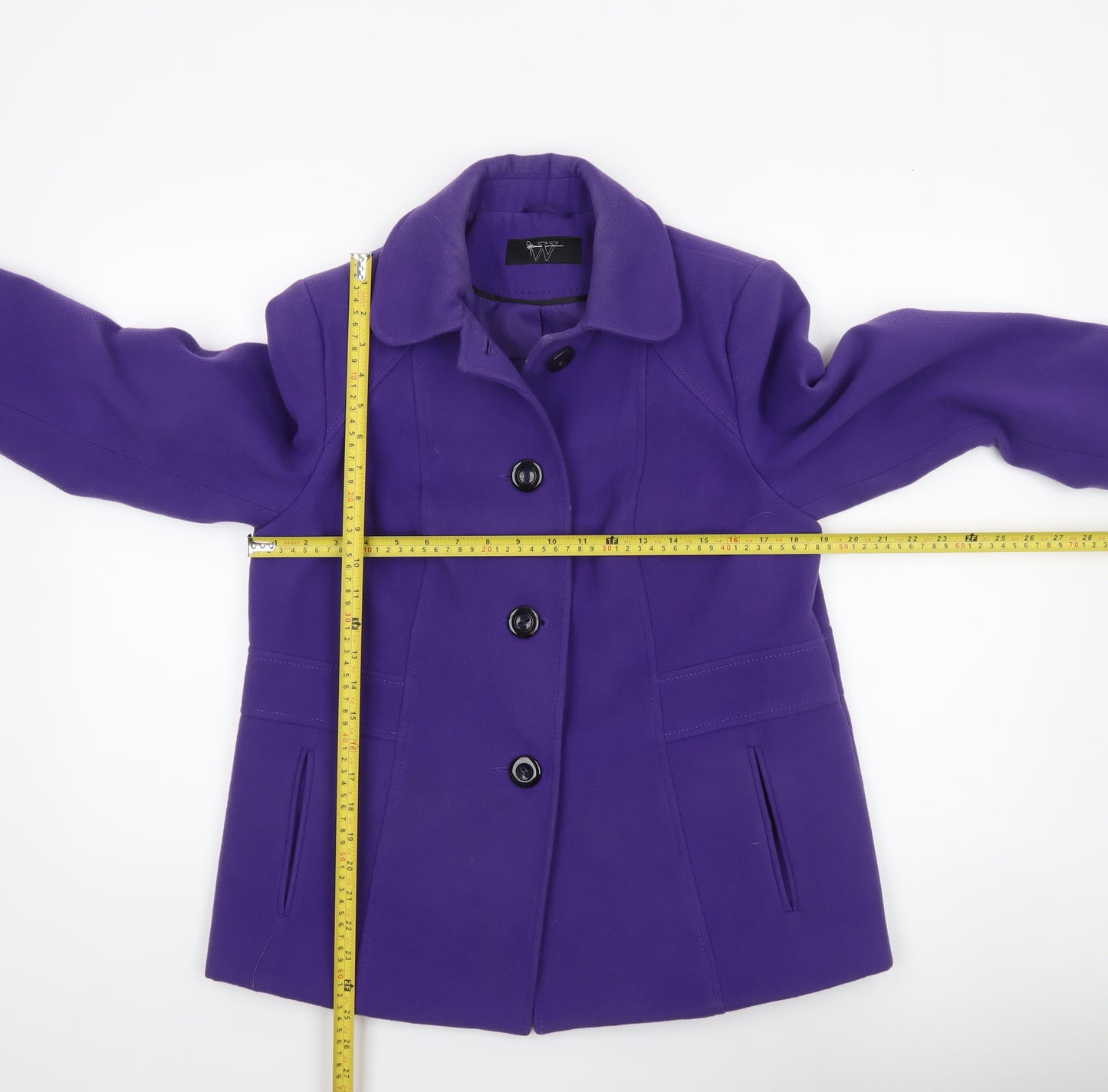 BHS Womens Purple Mid-Length Pea Coat Size 12 Classic Workwear