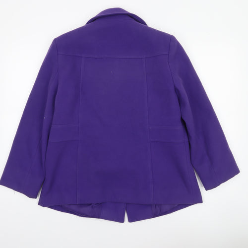BHS Womens Purple Mid-Length Pea Coat Size 12 Classic Workwear