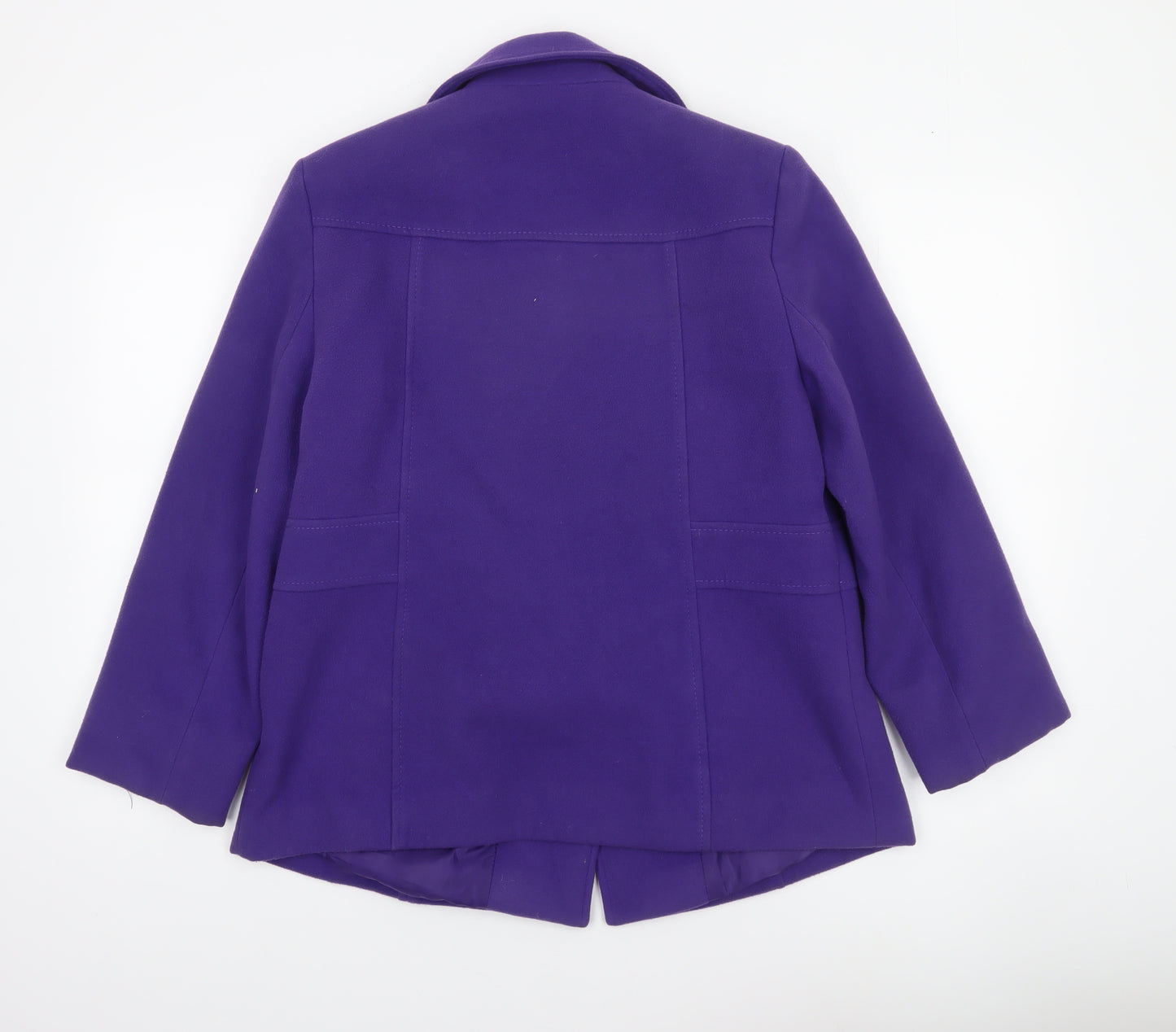 BHS Womens Purple Mid-Length Pea Coat Size 12 Classic Workwear