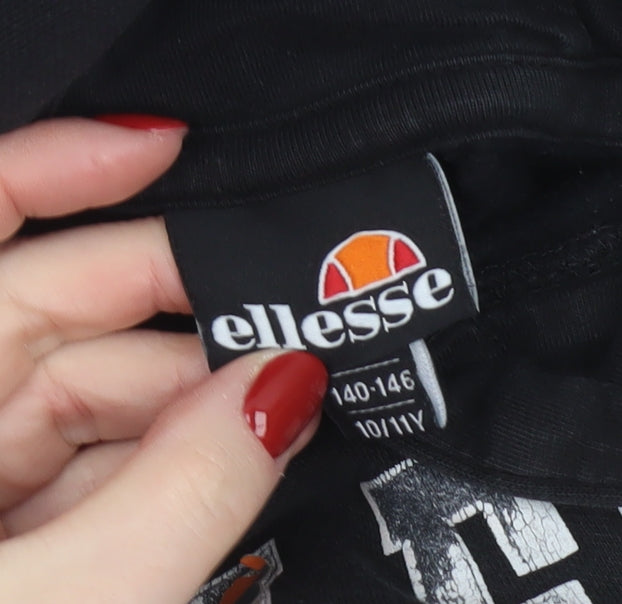 Ellesse Boys Black Pullover Hoodie 10-11 Years Logo Print Sweatshirt