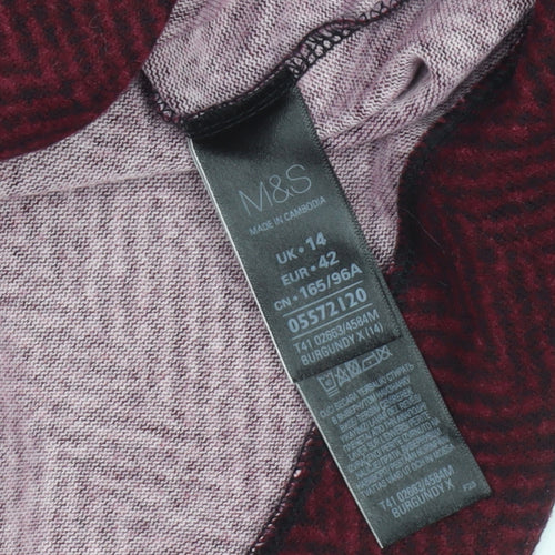 Marks and Spencer Women’s Red Long Sleeve Jersey Top Size 14