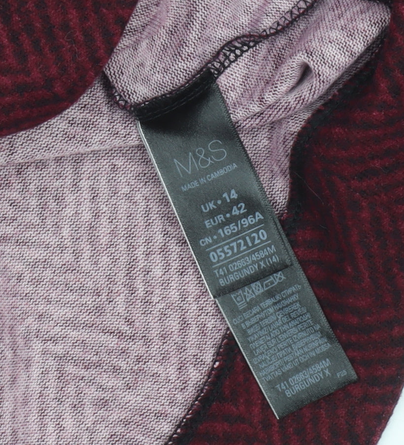 Marks and Spencer Women’s Red Long Sleeve Jersey Top Size 14