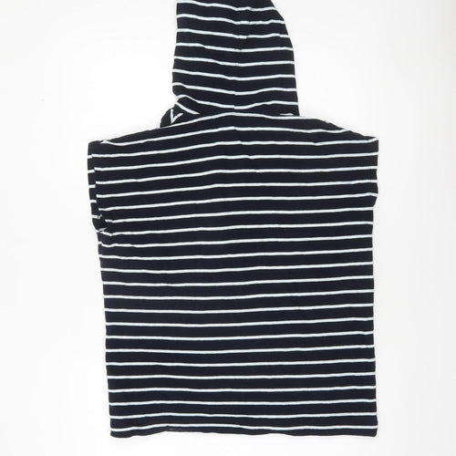 Tu Women’s Blue White Striped Sleeveless Hooded Cotton T-Shirt Size 10