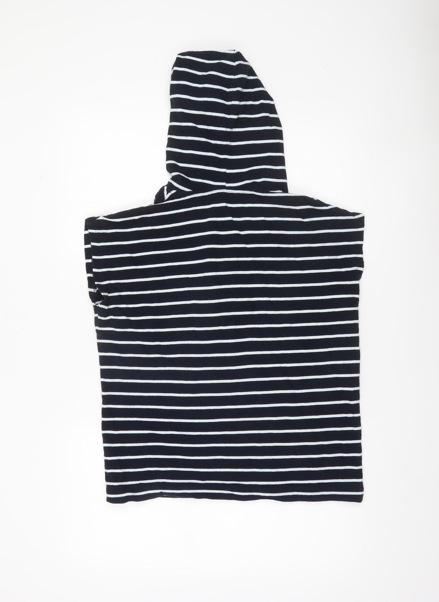 Tu Women’s Blue White Striped Sleeveless Hooded Cotton T-Shirt Size 10