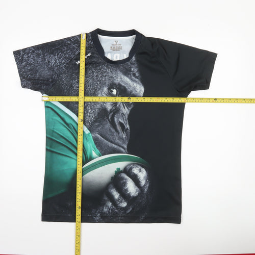 McKeever Boys Black Rugby Gorilla Graphic Short Sleeve Jersey T-Shirt 13 Years