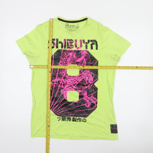 Lee Cooper Men's Green Graphic Shibuya Print Cotton T-Shirt Size M