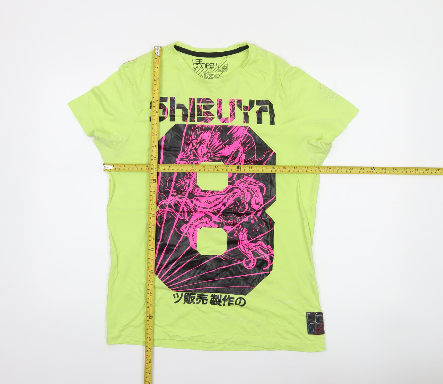 Lee Cooper Men's Green Graphic Shibuya Print Cotton T-Shirt Size M