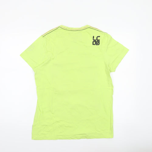 Lee Cooper Men's Green Graphic Shibuya Print Cotton T-Shirt Size M