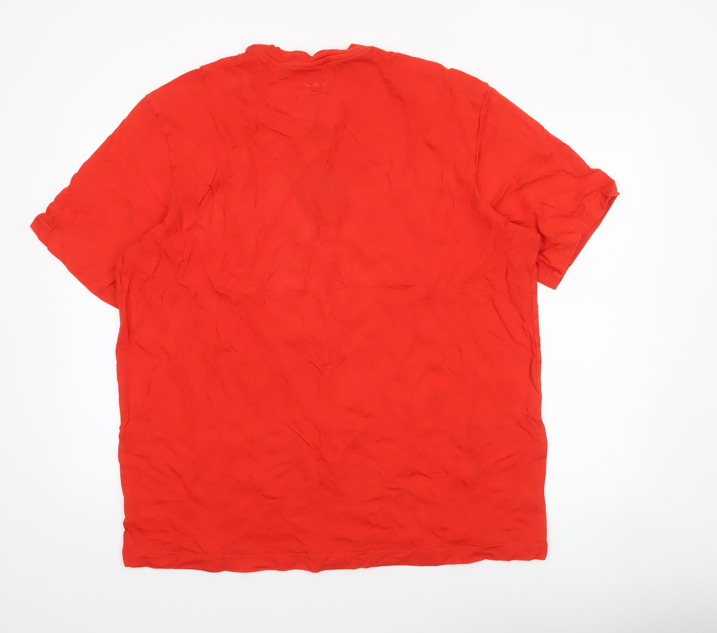 Adidas Men Red XL Crew Neck Cotton Embroidered Logo Sports T-Shirt
