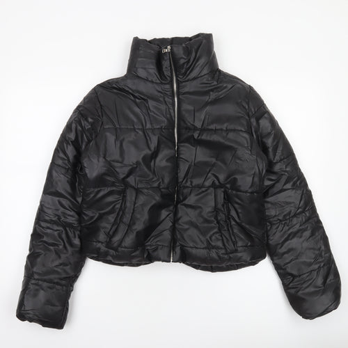 Rising Women’s Black Cropped Puffer Jacket Size S Winter Quilted Coat