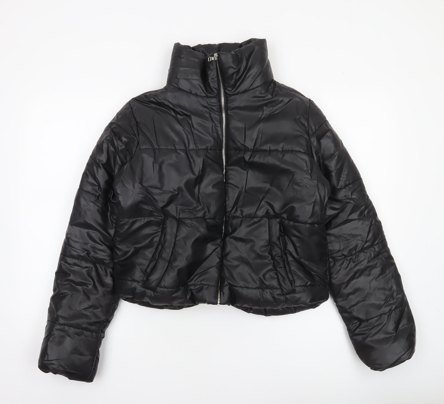 Rising Women’s Black Cropped Puffer Jacket Size S Winter Quilted Coat